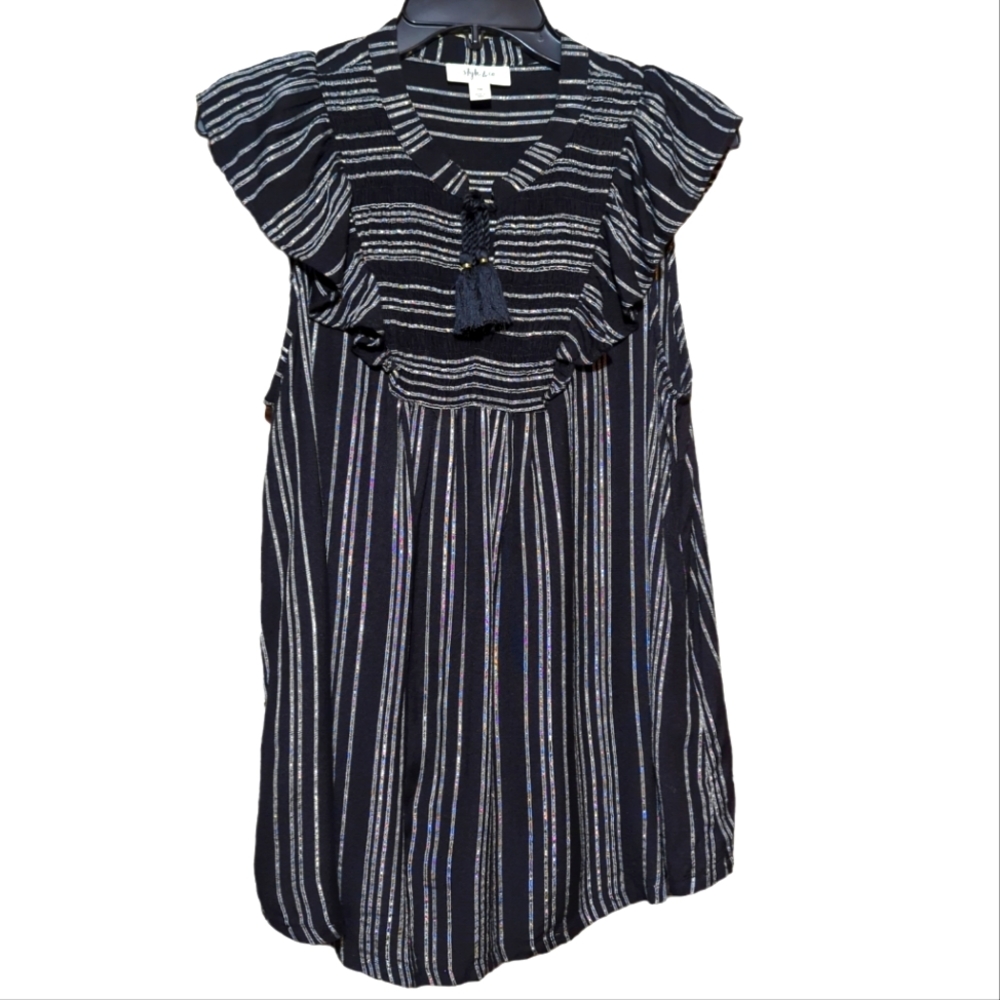Style & co black and gold striped sleeveless top